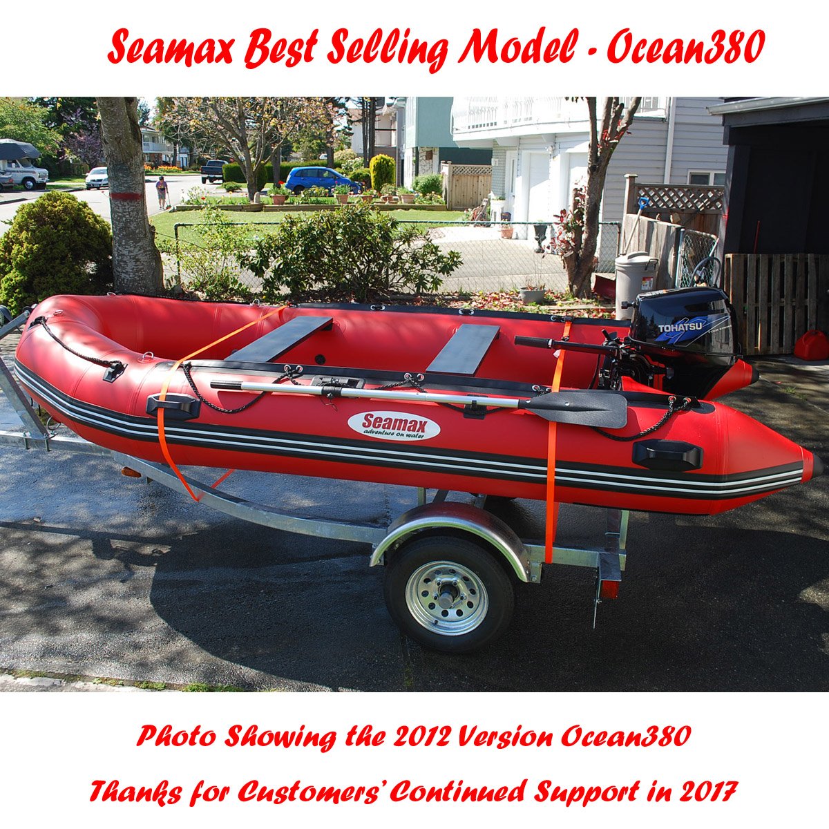 Seamax Ocean380 12.5 Feet Heavy Duty Inflatable Boat, Max 5 Passengers &amp; Rated 25HP - Seamax Marine