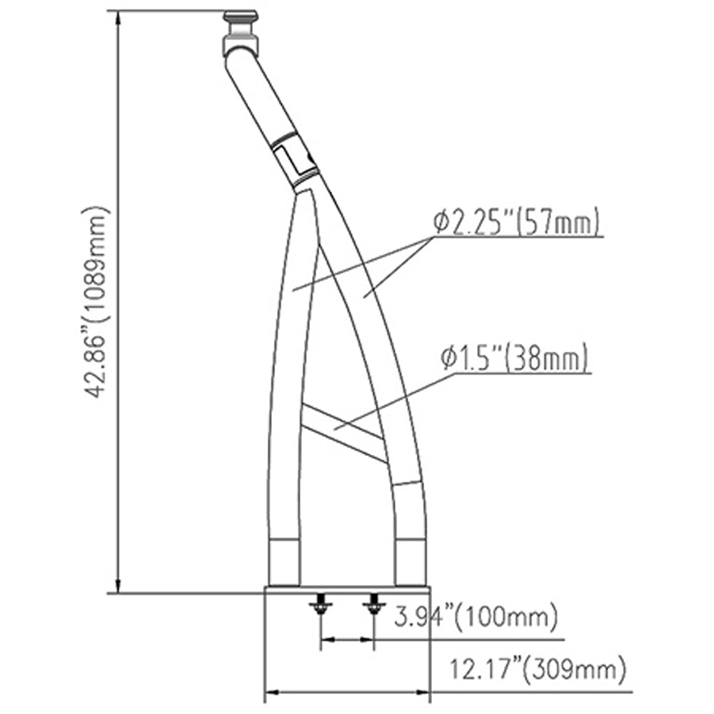 Origin Ski Tow Bar for Pontoon Boat - Polished