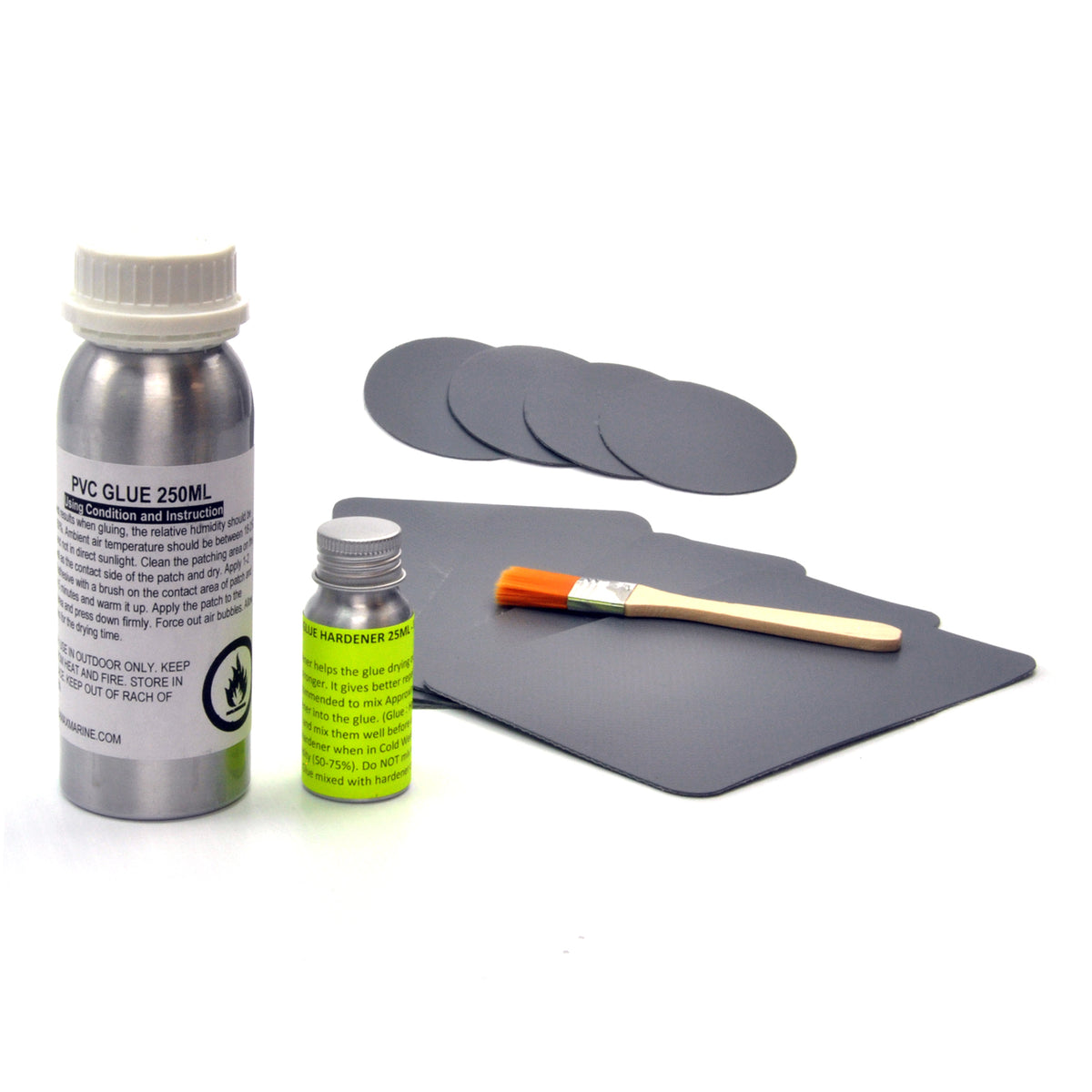 Pro Repair Kit for Inflatable Boats, Marine Grade 250ml 2 Parts Adhesive Sealed in Aluminum Bottles - Option Available in PVC &amp; Hypalon Version