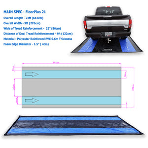Seamax Floor Saver Plus21 Garage Containment Mat 9x21ft with Dual 22” Tread Reinforcement for Large Truck SUV Van