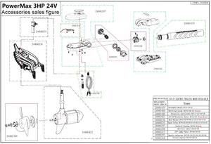 Parts for PowerMax Trolling Motor 3HP Model - 24V Brushless Motor (90cm,Black)/ Part#24001023 - Seamax Marine