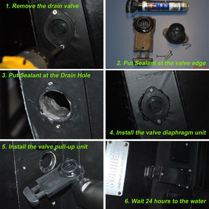 Drain Valve - Pull-Up Style for 1" or 1-1/2" Thick Transom with Sikaflex 291i Marine Sealant - Seamax Marine