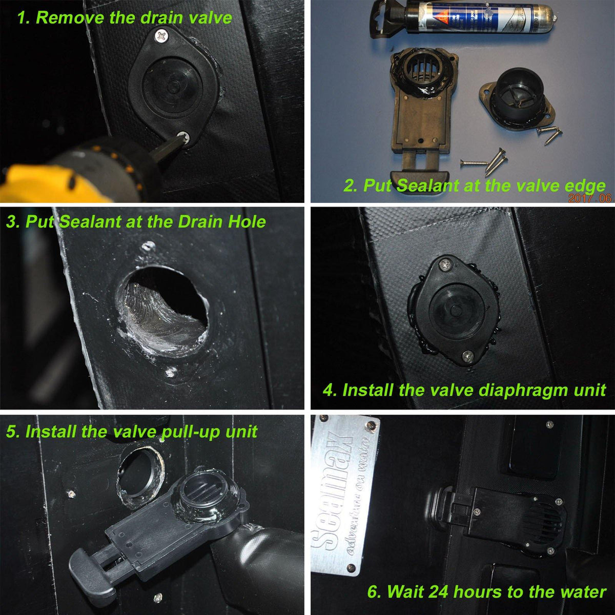 Drain Valve - Hexagon Style for 1&quot; or 1-1/2&quot; Thick Transom with Sikaflex 291i Marine Sealant - Seamax Marine
