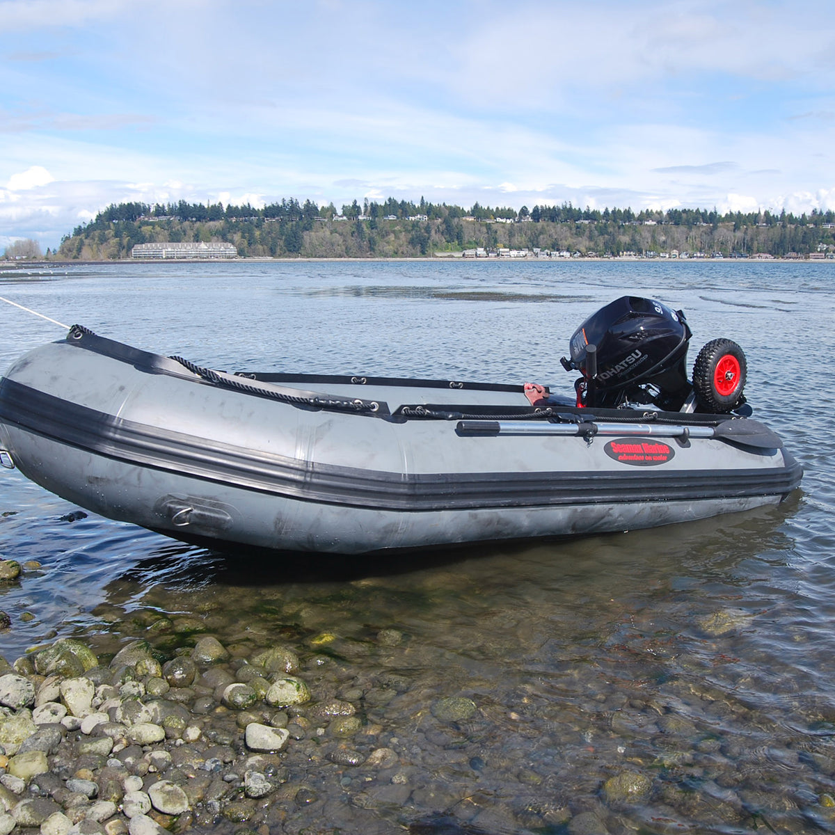 Stainless Steel Transom Launching Dolly, Easy Removable Legs, 12&quot; Pneumatic Wheels