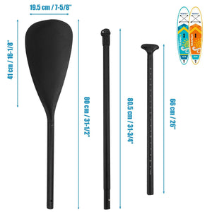 SUP Paddle with 3-Sections Adjustable Aluminum Shaft and Rigid Fiberglass Reinforced Nylon Blade - Seamax Marine