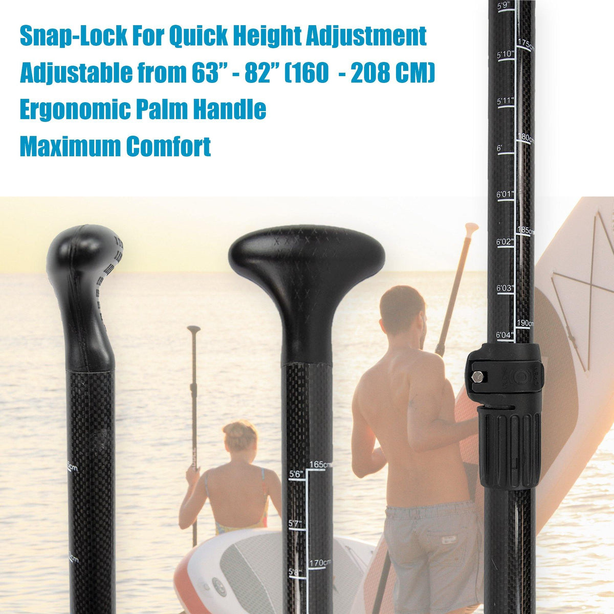 Seamax New Carbon Fiber Adjustable SUP Paddle 65&#39;-85&#39; for Stand Up Paddle Board - Seamax Marine