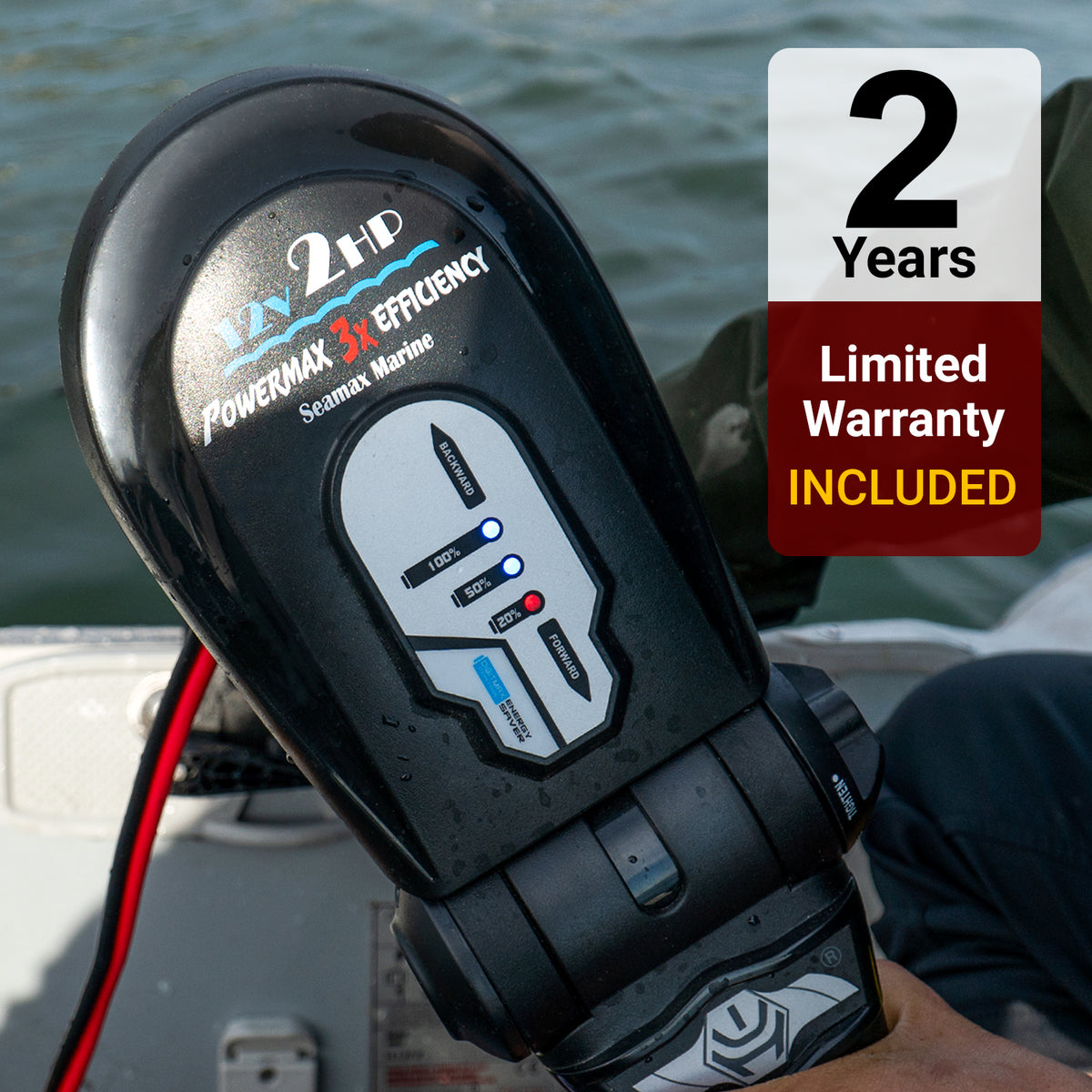 Seamax Marine PowerMax Brush-less Electric Trolling Motor, 2HP 12V or 3HP 24V with  35" or 40" Shaft, Step-less Speed Control Tiller Handle