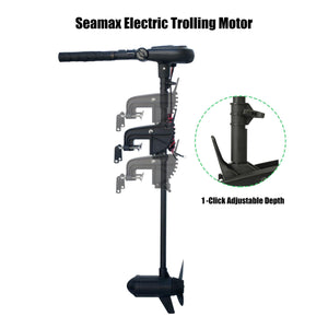 Seamax PowerMax 12V - 24V Brushless Electric Trolling Motor, 2HP - 3HP,  35" - 40" Shaft, Stepless Speed Control Tiller Handle - Seamax Marine