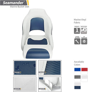 Seamander Captain Bucket Seat,Sport Flip Up Seat BS002WB (White/Blue)