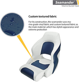 Seamander Captain Bucket Seat,Sport Flip Up Seat BS002WB (White/Blue)