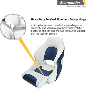 Seamander Captain Bucket Seat,Sport Flip Up Seat BS002WB (White/Blue)