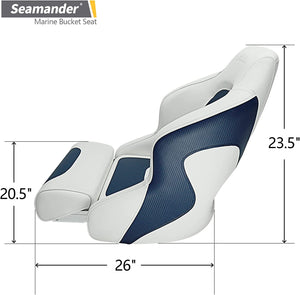 Seamander Captain Bucket Seat,Sport Flip Up Seat BS002WB (White/Blue)