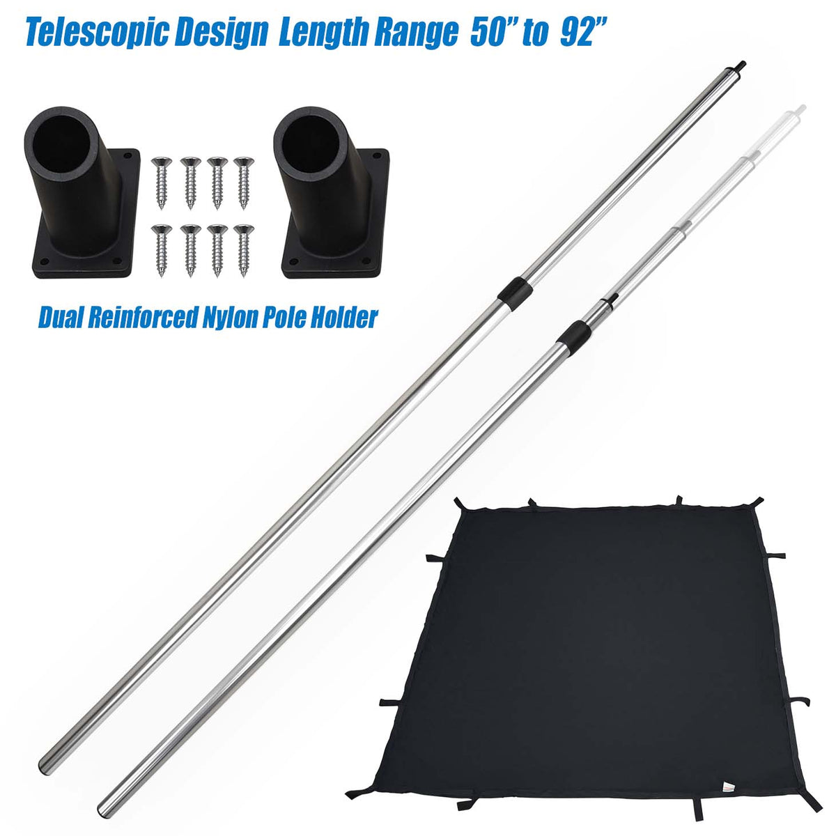 Seamax Canvas Extension Shade Kit, Good to Create the Extra Coverage, with Telescopic Rear Poles &amp; Elastic Fabric Canvas