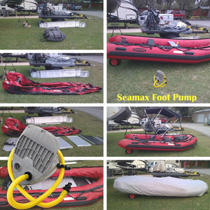 7L Single Stage Foot Pump for Inflatable Boats, Max 3.6 PSI Support Inflation and Deflation - Seamax Marine