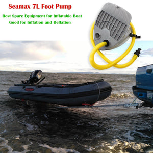 7L Single Stage Foot Pump for Inflatable Boats, Max 3.6 PSI Support Inflation and Deflation - Seamax Marine