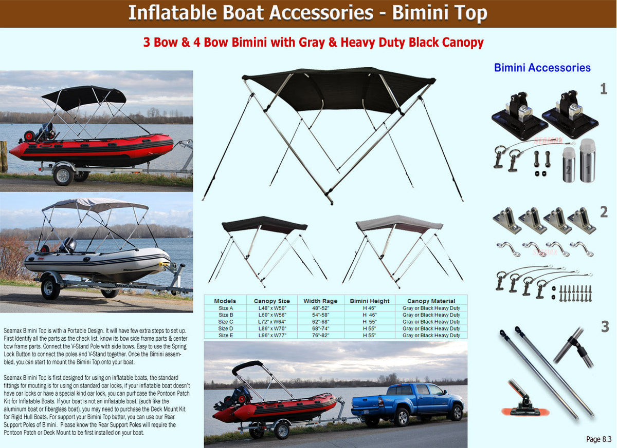 Seamax Bimini Solutions for Inflatable Boat, Fiberglass Boat, Aluminum Boat  - Seamax Marine